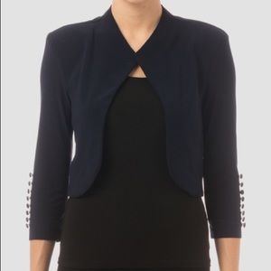 Navy JOSEPH RIBKOFF 3/4 Sleeve Button Jacket